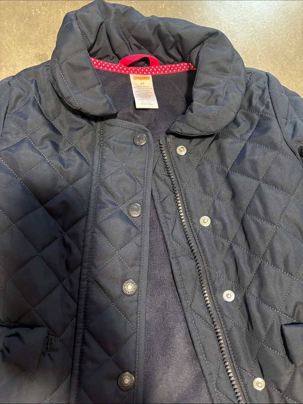 Gymboree Navy Quilted Puffer Jacket with Pocket Bows Toddler size 4T
